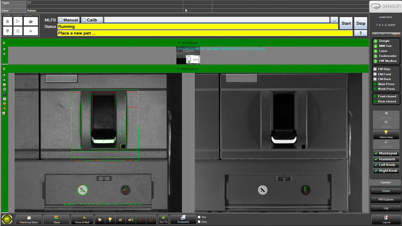 Bedienoberfläche der GEFASOFT Viper Software für industrielle Bilderkennung im Laserprozess